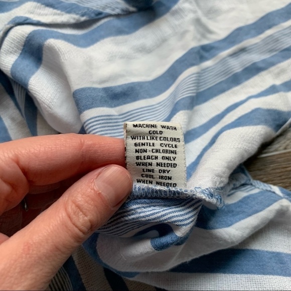 Caffé Marrakesh Striped Button Down Blouse Boho Chic Loose Flowy M - Picture 7 of 9